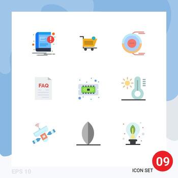 Universal Icon Symbols Group of 9 Modern Flat Colors of help document store contact estimation Editable Vector Design Elements