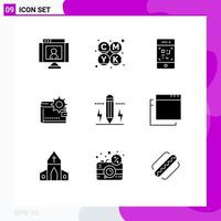 9 Solid Glyph concept for Websites Mobile and Apps purse money barcode finance wallet Editable Vector Design Elements