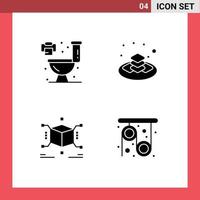 Group of 4 Solid Glyphs Signs and Symbols for home puzzle sweet islamic physics Editable Vector Design Elements