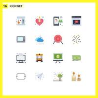 Modern Set of 16 Flat Colors and symbols such as electric website internet web internet Editable Pack of Creative Vector Design Elements