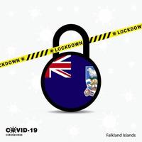islas malvinas bloquear bloqueo plantilla de conciencia de pandemia de coronavirus covid19 diseño de bloqueo vector