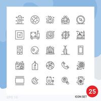 Line Pack of 25 Universal Symbols of click play education life study Editable Vector Design Elements