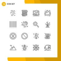 Set of 16 Modern UI Icons Symbols Signs for chart barcode data shop board Editable Vector Design Elements