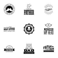 9 Black Happy Fathers Day Design Collection A set of twelve brown colored vintage style Fathers Day Designs on light background Editable Vector Design Elements