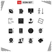 Modern Set of 16 Solid Glyphs and symbols such as develop sort computer order payments Editable Vector Design Elements