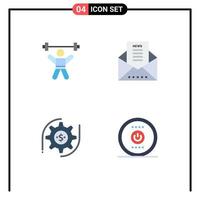 4 User Interface Flat Icon Pack of modern Signs and Symbols of athlete gear fitness email document dollar Editable Vector Design Elements