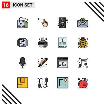 16 Flat Color Filled Line concept for Websites Mobile and Apps library mail left chat time Editable Creative Vector Design Elements