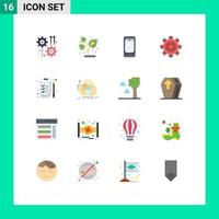 16 User Interface Flat Color Pack of modern Signs and Symbols of analytics building plant construction huawei Editable Pack of Creative Vector Design Elements