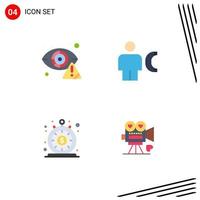 Flat Icon Pack of 4 Universal Symbols of crime info eye body instant Editable Vector Design Elements