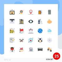 25 iconos creativos, signos y símbolos modernos de cámara, ubicación de teléfono inteligente, construcción de teléfonos, elementos de diseño vectorial editables vector