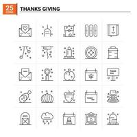 25 Thanks Giving icon set vector background