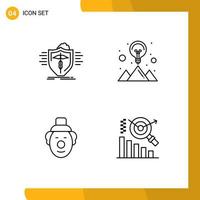 4 User Interface Line Pack of modern Signs and Symbols of insurance joker protection idea circus Editable Vector Design Elements