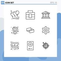 9 Universal Outlines Set for Web and Mobile Applications coin designer city paris cola Editable Vector Design Elements