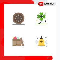 Group of 4 Modern Flat Icons Set for bakery lucky pumpkin pie four box Editable Vector Design Elements