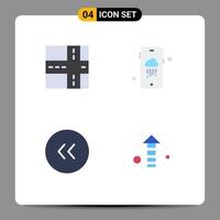 conjunto moderno de 4 iconos planos pictografía de la dirección de la carretera círculo lluvioso 5 elementos de diseño vectorial editables vector