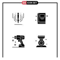 Pictogram Set of 4 Simple Solid Glyphs of digital art instrument education school baking Editable Vector Design Elements