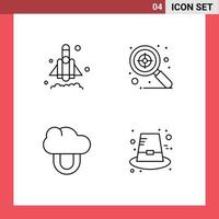 4 User Interface Line Pack of modern Signs and Symbols of launch autumn focus computing holiday Editable Vector Design Elements