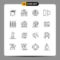 Mobile Interface Outline Set of 16 Pictograms of bakery thanks environment wheat horizontal Editable Vector Design Elements