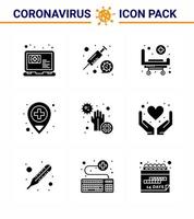9 Solid Glyph Black Coronavirus disease and prevention vector icon disease covid strature medical hospital viral coronavirus 2019nov disease Vector Design Elements