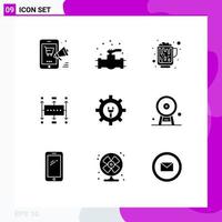 Pictogram Set of 9 Simple Solid Glyphs of planning business system workflow planning wine Editable Vector Design Elements