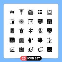 Universal Icon Symbols Group of 25 Modern Solid Glyphs of bridge text zipper task asset Editable Vector Design Elements