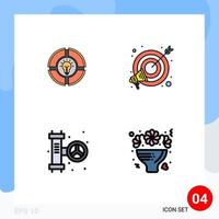 4 Creative Icons Modern Signs and Symbols of bulb mechanical light target plumbing Editable Vector Design Elements