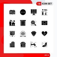 Modern Set of 16 Solid Glyphs Pictograph of real house email estate screwdriver Editable Vector Design Elements