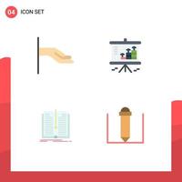 4 Universal Flat Icons Set for Web and Mobile Applications alms file analysis graph book Editable Vector Design Elements