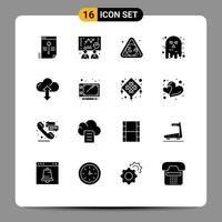 Universal Icon Symbols Group of 16 Modern Solid Glyphs of cloud halloween earth ghost avatar Editable Vector Design Elements