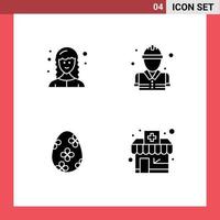 Modern Set of 4 Solid Glyphs and symbols such as developer easter web developer firefighter egg Editable Vector Design Elements