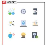 9 Universal Flat Color Signs Symbols of tablet radio scanner office search Editable Vector Design Elements