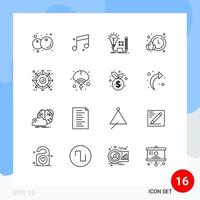 Universal Icon Symbols Group of 16 Modern Outlines of package external insight watch lotus Editable Vector Design Elements