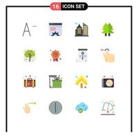 16 Universal Flat Color Signs Symbols of tree apple tree office apple green Editable Pack of Creative Vector Design Elements