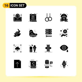 Modern Set of 16 Solid Glyphs and symbols such as baby robbit package yurt hut Editable Vector Design Elements