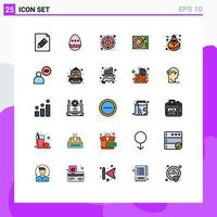 conjunto de 25 iconos modernos de la interfaz de usuario signos de símbolos para elementos de diseño de vectores editables de cubierta de fonógrafo financiero de jugador de vacaciones