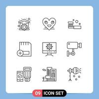 9 Creative Icons Modern Signs and Symbols of computers add face toothbrush cleaning Editable Vector Design Elements