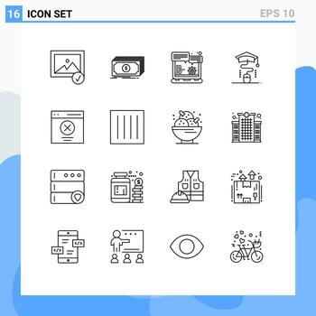 16 Outline concept for Websites Mobile and Apps error education browser online mouse Editable Vector Design Elements