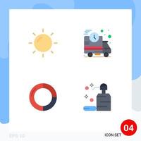 Editable Vector Line Pack of 4 Simple Flat Icons of holiday chart vacation fast pie Editable Vector Design Elements