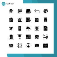 Solid Glyph Pack of 25 Universal Symbols of back to school left computers back hardware Editable Vector Design Elements