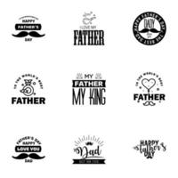 Happy fathers day 9 Black typography set Vector emblems Lettering for greeting cards banners tshirt design You are the best dad Editable Vector Design Elements