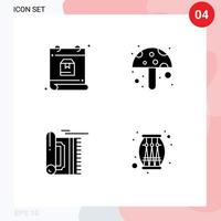 Mobile Interface Solid Glyph Set of 4 Pictograms of calendar rug package mushroom namaz Editable Vector Design Elements