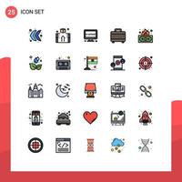 Pictogram Set of 25 Simple Filled line Flat Colors of finance planning e project online Editable Vector Design Elements