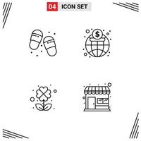 User Interface Pack of 4 Basic Filledline Flat Colors of beach four slippers market market Editable Vector Design Elements