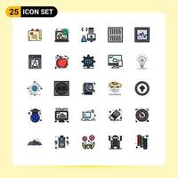 Set of 25 Modern UI Icons Symbols Signs for flask analytics coding reignite food Editable Vector Design Elements