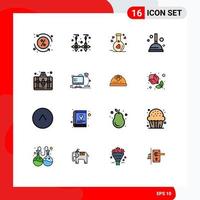 16 User Interface Flat Color Filled Line Pack of modern Signs and Symbols of hobbies handbag flask plunger cleaning Editable Creative Vector Design Elements