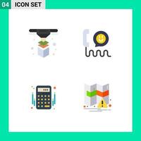 Pack of 4 Modern Flat Icons Signs and Symbols for Web Print Media such as modeling accounting layer contact banking Editable Vector Design Elements