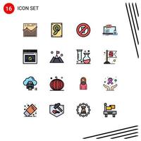 Universal Icon Symbols Group of 16 Modern Flat Color Filled Lines of secure chat no drinking computer course Editable Creative Vector Design Elements