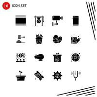 16 Universal Solid Glyphs Set for Web and Mobile Applications mobile phone music wall security Editable Vector Design Elements