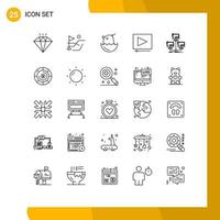 Stock Vector Icon Pack of 25 Line Signs and Symbols for computer connection baby distributed project Editable Vector Design Elements