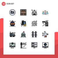 paquete de 16 líneas llenas de colores planos modernos, signos y símbolos para medios de impresión web, como escalas de carrera del espacio de trabajo del empleado líder, elementos de diseño de vectores creativos editables